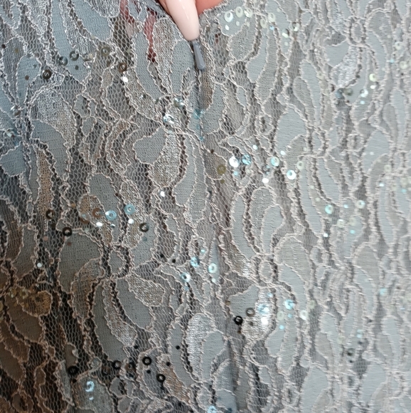 JS Collections Sheer Lace Sparkly Sequin Evening Knee Length Sz 8 Cocktail Dress - Picture 8 of 10